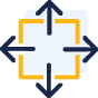 icon of a yellow-outlined square with an arrow pointing from each side.